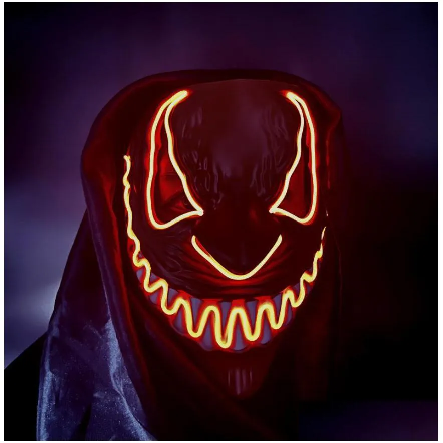 halloween light up mask led scary spooky full face masks serrated fangs teeth for women men festival costume cosplay party masquerade