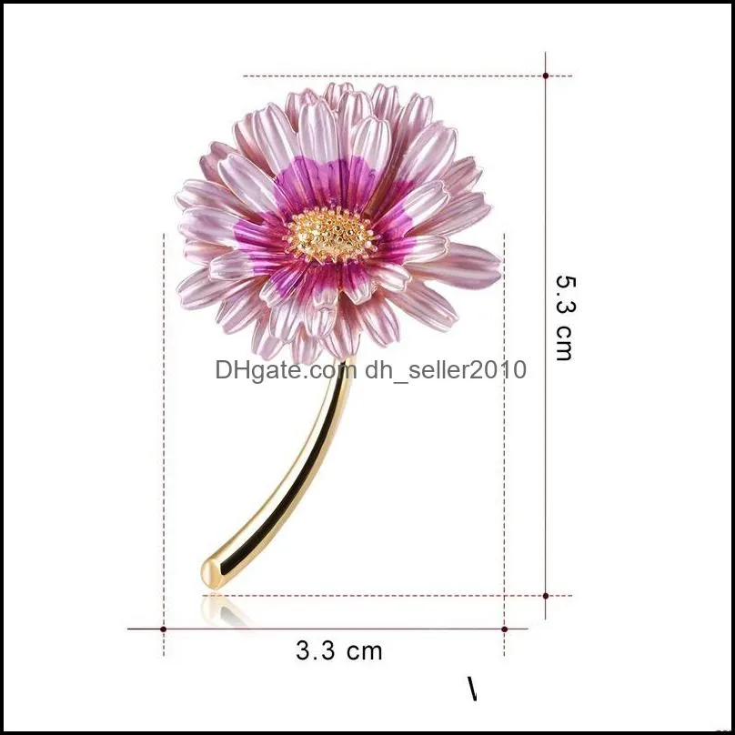 gold enamel sunflower brooch pin metal flower brooches business suit dress tops corsage lapel pins women men fashion jewelr