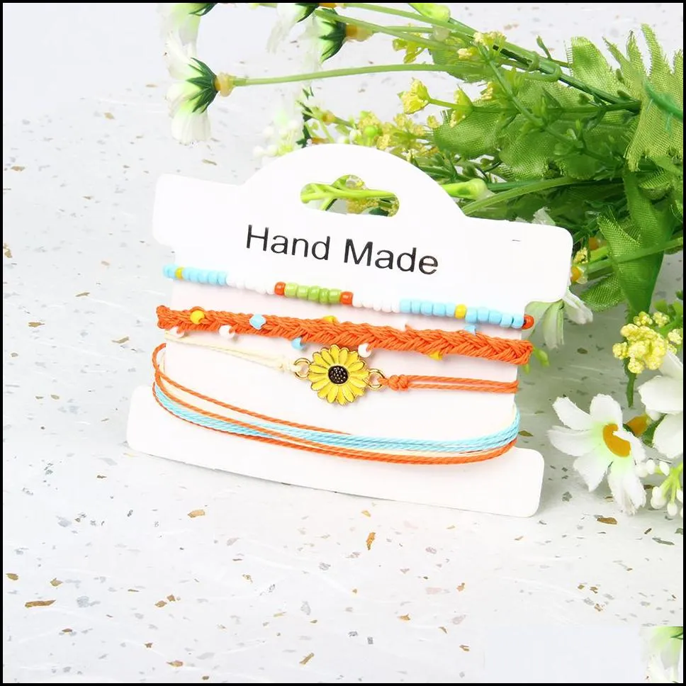 new bohemian handmade flower bracelets sets women 2019 new rope bracelets retro jewelry accessories evil eye lucky hamsa bracelet