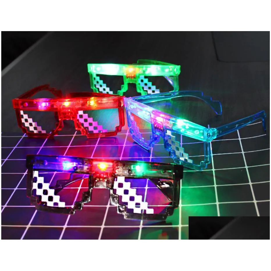 pixel led sunglasses light up glasses party favors glow in the dark flashing birthday for adults birthday halloween carnival dressingup decoration