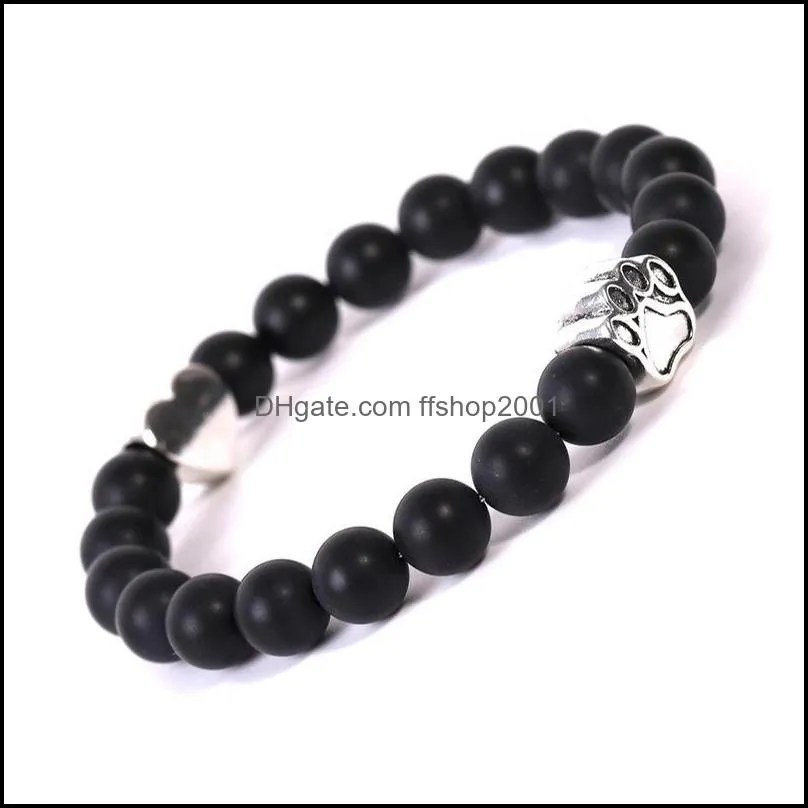 natural stone paw heart bracelet love tiger eye agate turquoise beads bracelets women men fashion jewelry gift