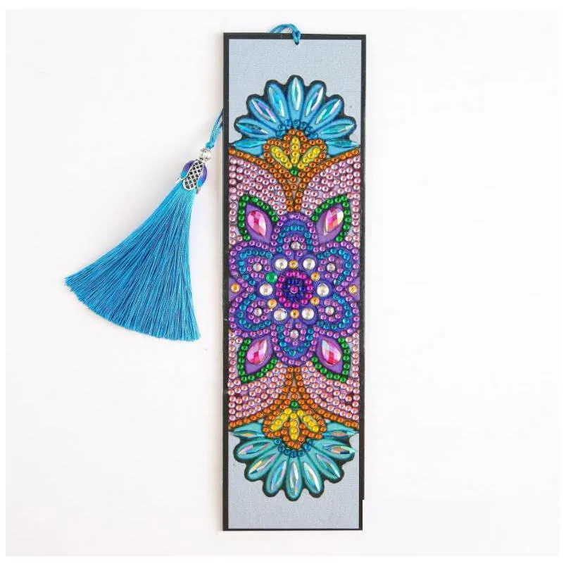 diamond painting diy bookmark party favor 5d crystal art crafts bookmarks with tassel tool rhinestone christmas pattern leather bookmark