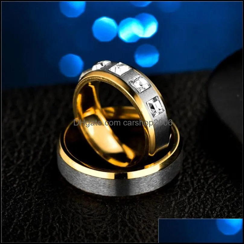 stainless steel diamond ring band engagement wedding rings sets couple men women fashion jewelry