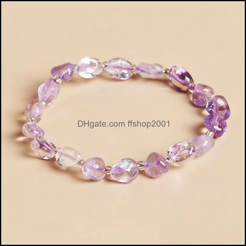 natural crystal gravel chip natural stone bracelet semiprecious stone irregular beaded amethyst beads bracelet for women friendship