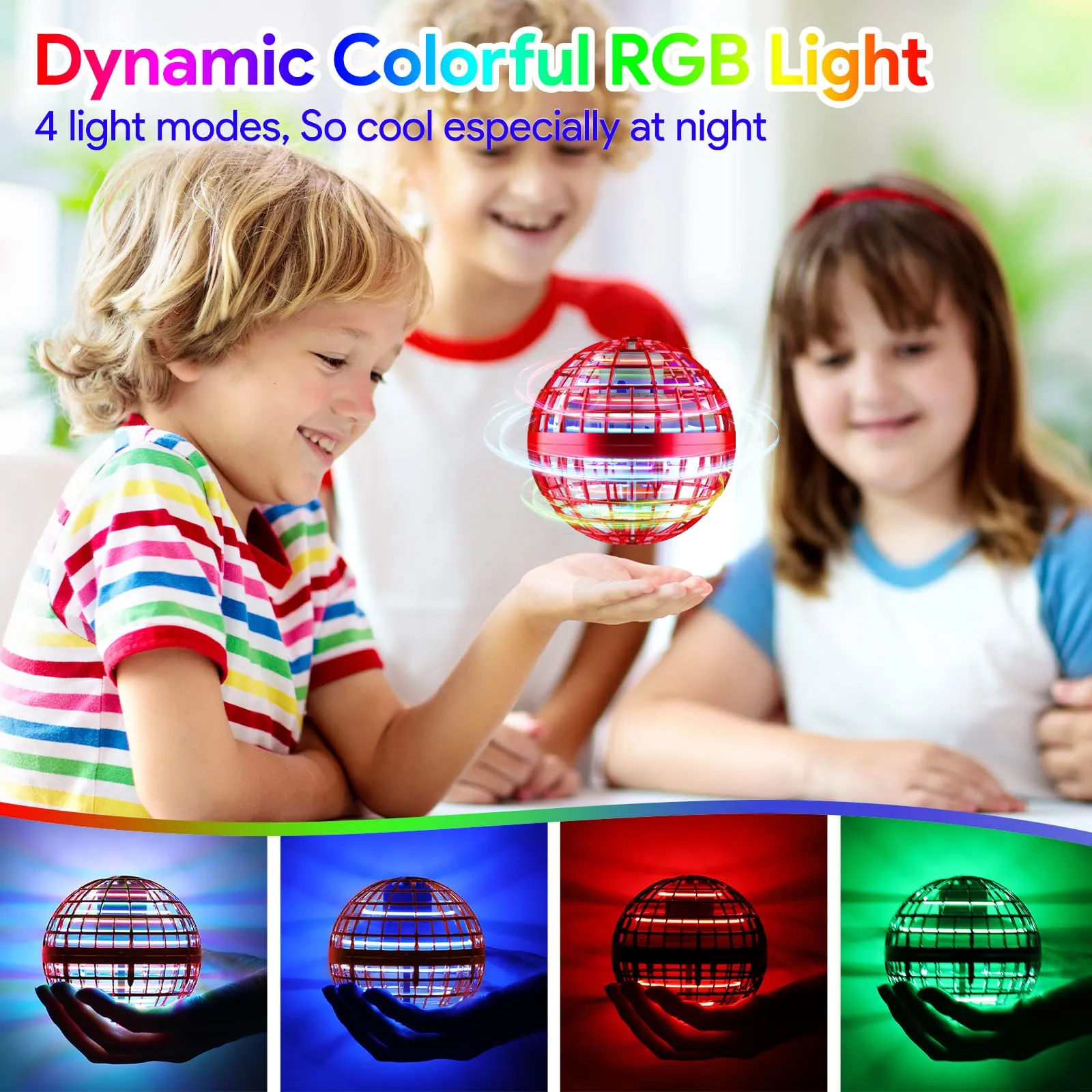 magic flying orb ball toy with light 2022 upgraded hover orb ball hand controlled flying spinner mini drone ball boomerang orb birthday gift for 6 7 8 9 10add year old kids adults indoor outdoorred