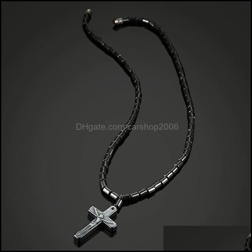 black magnet jesus cross necklace christian pendant necklaces choker women men fashion jewelry