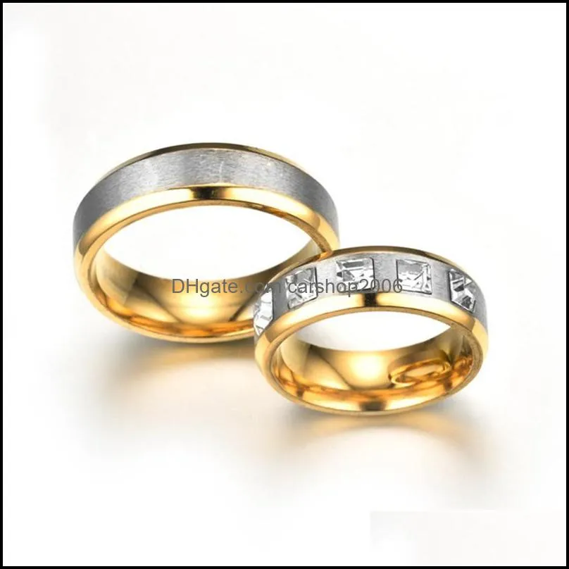 stainless steel diamond ring band engagement wedding rings sets couple men women fashion jewelry