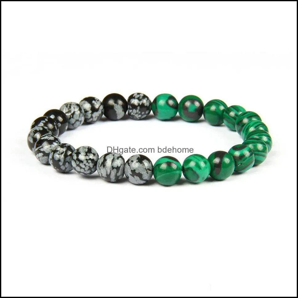 wholesale 10pcs/lot men and womens gift bracelet 8mm natural blue veins snowflake stone beads beaded bracelets