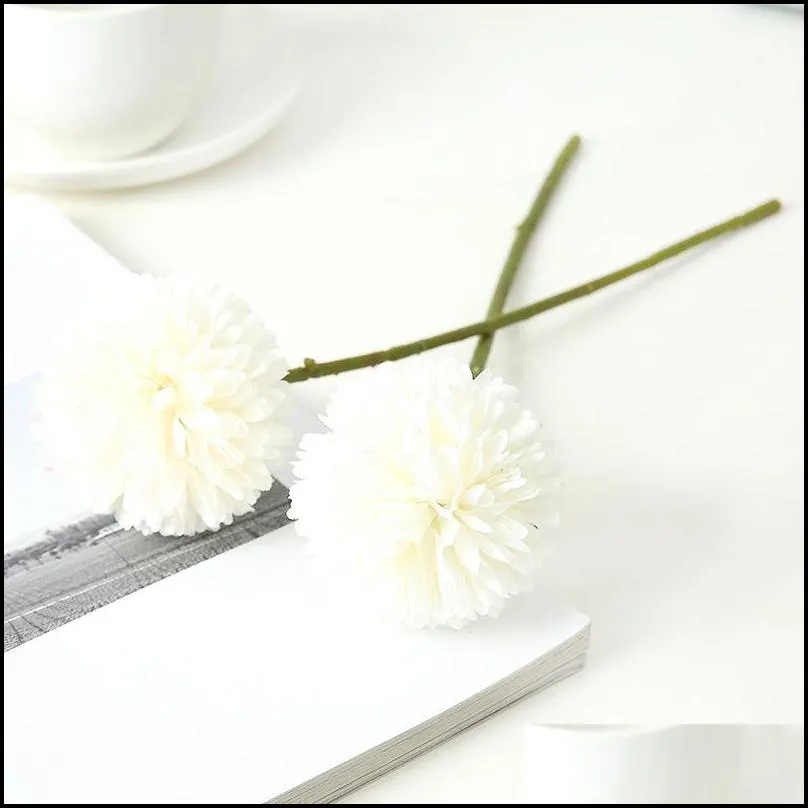 simulation flower dandelion small ball chrysanthemum artificial flower living room decoration potted silk fake flowers