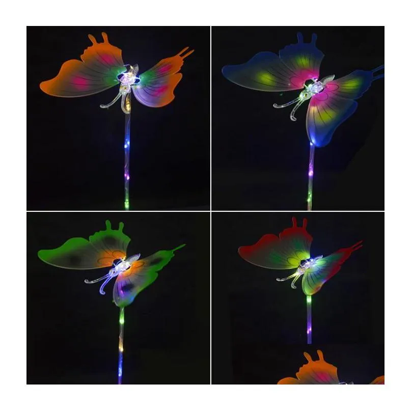 led changing light color butterfly stick flashing blinky light up princess wand party festival night decoration birthday gift 65cm