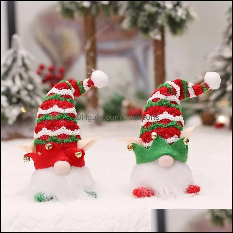christmas decorations cartoon elf dolls for tree christmas bell hat led light gnome doll ornaments festive party supplies house decor 6 2mg2