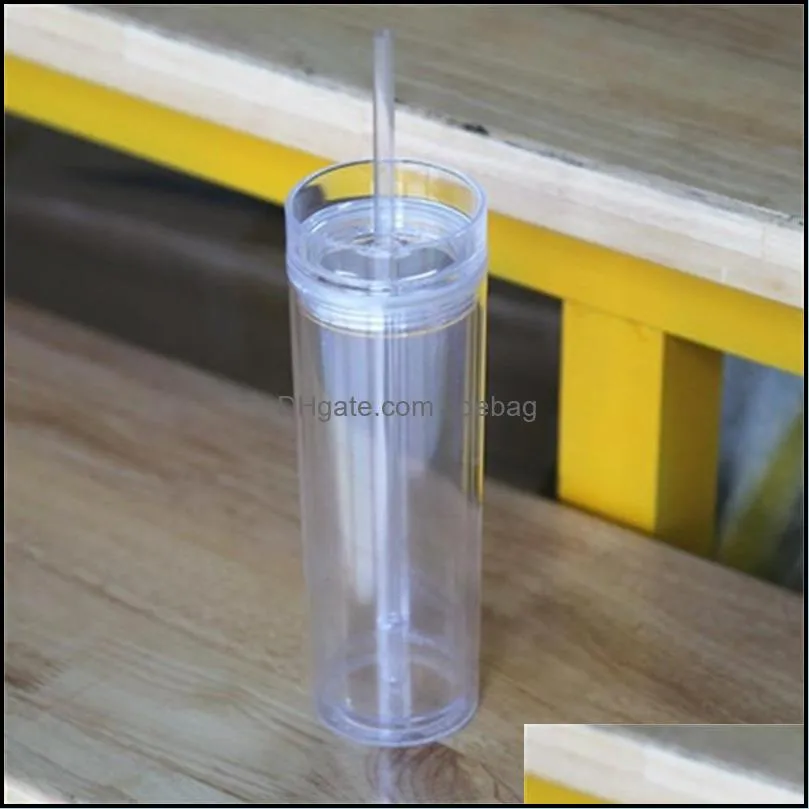 plastic straight body cup single color cover mug many styles straw drinkware cups white box parking 9dy c2