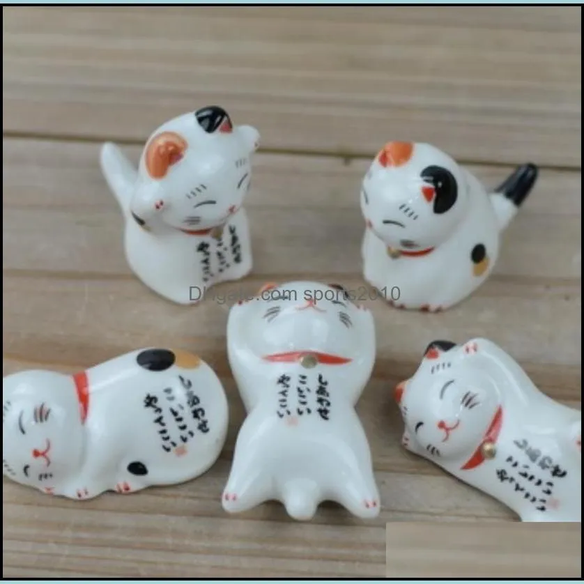 lucky cat chopstick rest japanese ceramic chopstick holder hotel storage restaurant desktop decorative supplies