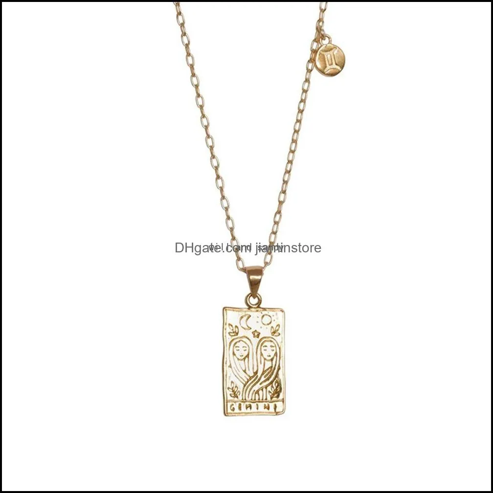 12 zodiac sign necklace gold clavicle chain leo cancer pendants charm star sign choker astrology necklaces for women fashion jewelry