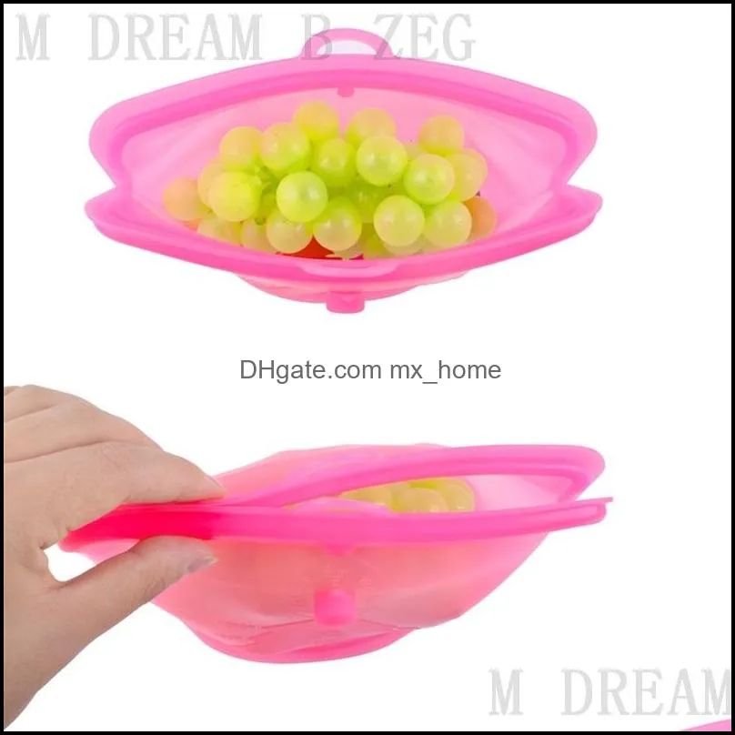 1000ml silicone food container bag 6 colors reusable refrigerator food sealing bags wraps fridge food storage container