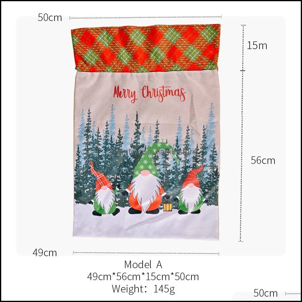 bag size merry christmas drawstring bag cartoon stanta print children candy gift bags home decor