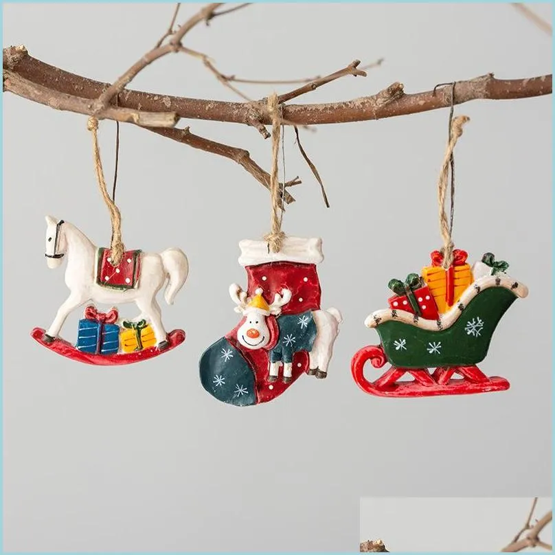 party supplies christmas resin small pendants xmax tree decoration accessories american retro pendant home decorations 758 b3