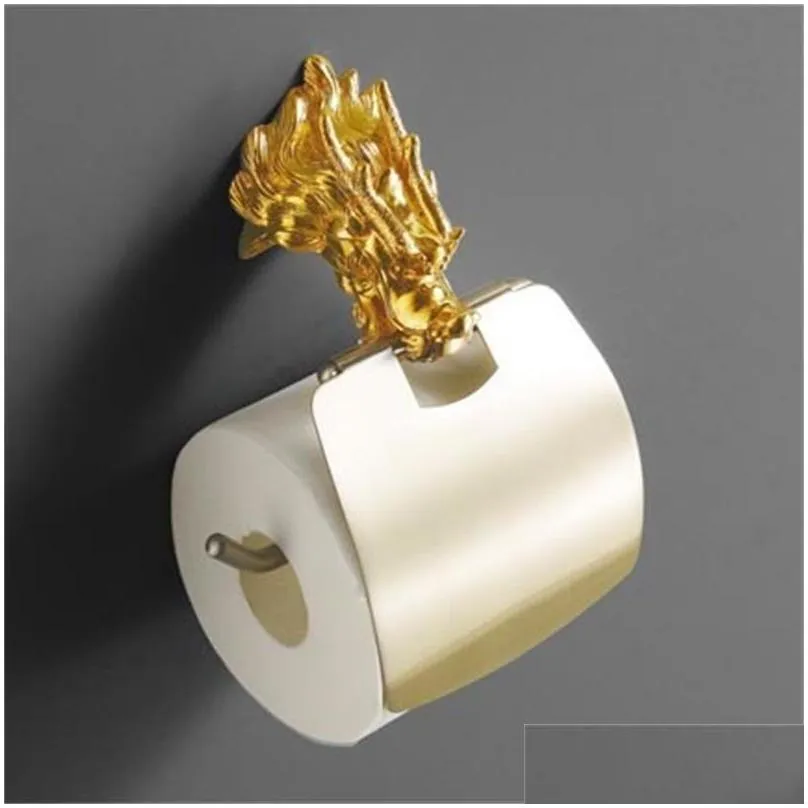 luxury wall mount gold dragon design paper box roll holder toilet gold paper holder tissue box bathroom accessories mb0950a t200425