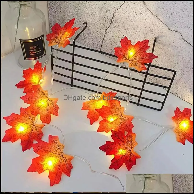 fall garland party decoration led maple leaf pumpkin string light autumn decor thanksgiving indoor outdoor halloween holiday supplies sunset color 1997