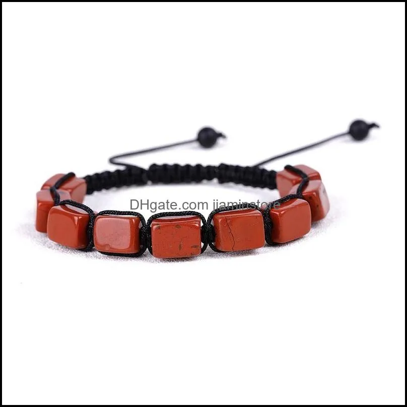 cut rectangular yoga seven chakra natural stone strands bracelets woven adjustabel bracelet wrist band for women fashion jewelry
