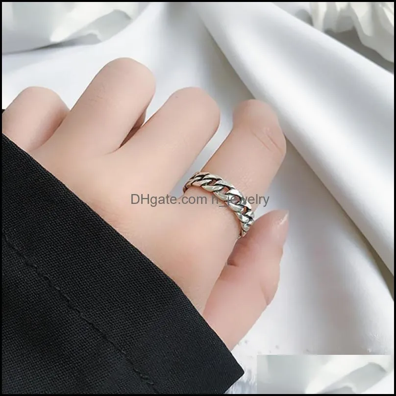 ancient silver chain band ring finger open adjustable rings for women fashion jewelry