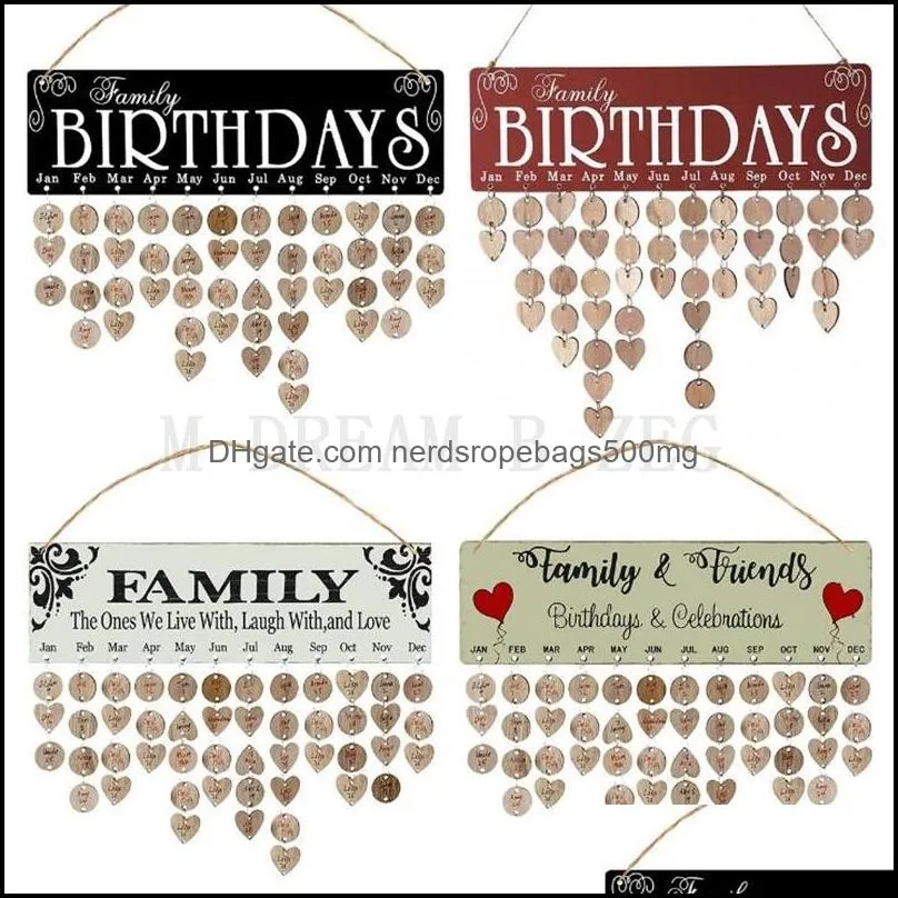 15 styles diy wall calendar family friends happy birthday printed wooden calendar birthday reminder board home hanging decor gifts