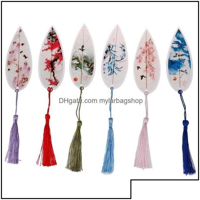 bookmark desk accessories office school supplies business industrial leaves vein tassel classical chinese style natural collectible