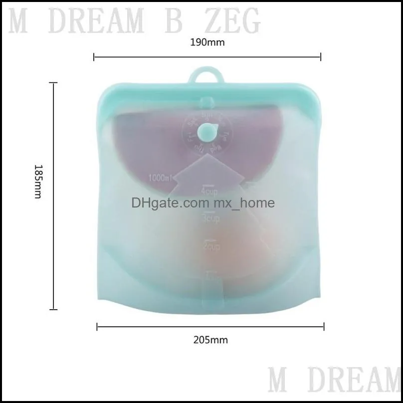 1000ml silicone food container bag 6 colors reusable refrigerator food sealing bags wraps fridge food storage container