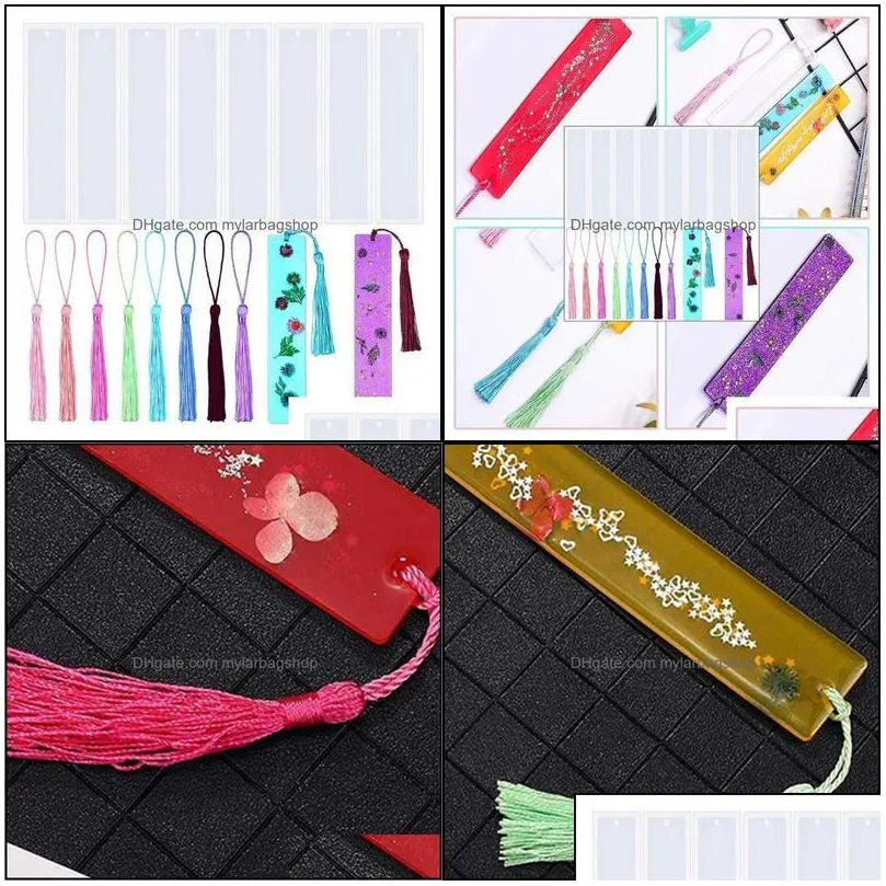 bookmark desk accessories office school supplies business industrial 16 pcs resin mold kit with 8pcs colorf tassle birthday gift drop