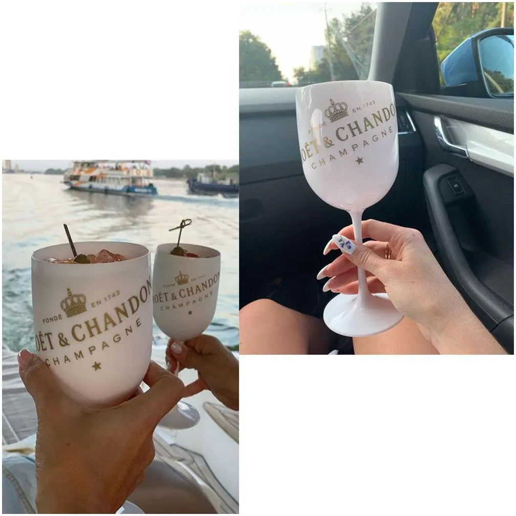 2pcs wine party white champagne coupes cocktail glass champagne flutes wine cup goblet plating plastic beer glass whiskey cups 210326