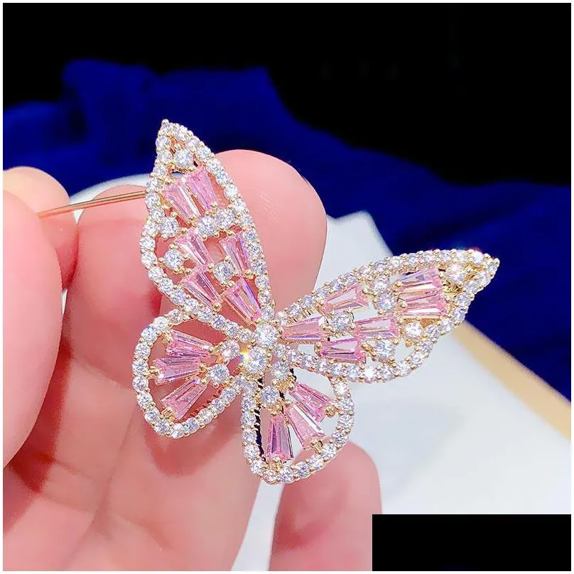 pins brooches asnora stylish pink zircon butterfly brooch for women with mounting crystal wedding
