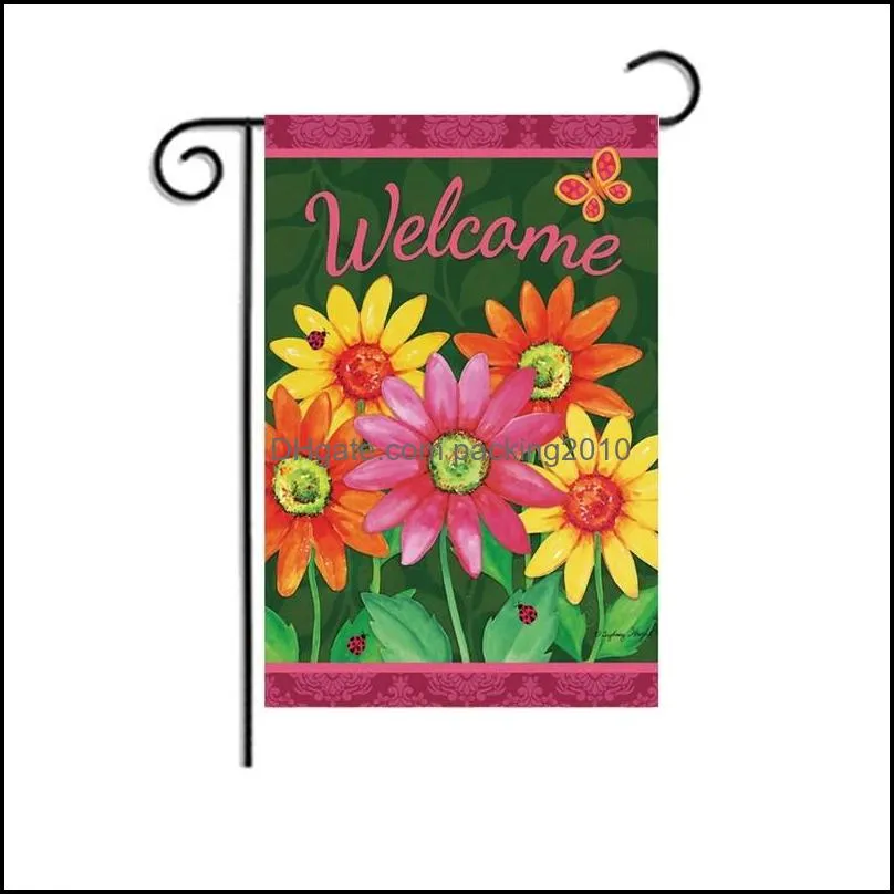 garden sunflower welcome flag festival party home decorate banner encryptions linen flags pattern good looking novel pretty 5wfa e2