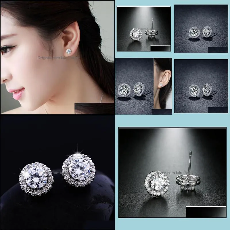 cubic zirconia diamond earrings stud women engagement wedding ear rings gift fashion jewelry
