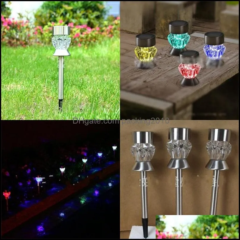 led lawn solar lamps changing colorful lawn lights garden decor diamond shape lamp glow outdoor courtyard decoration new 6 2ls g2