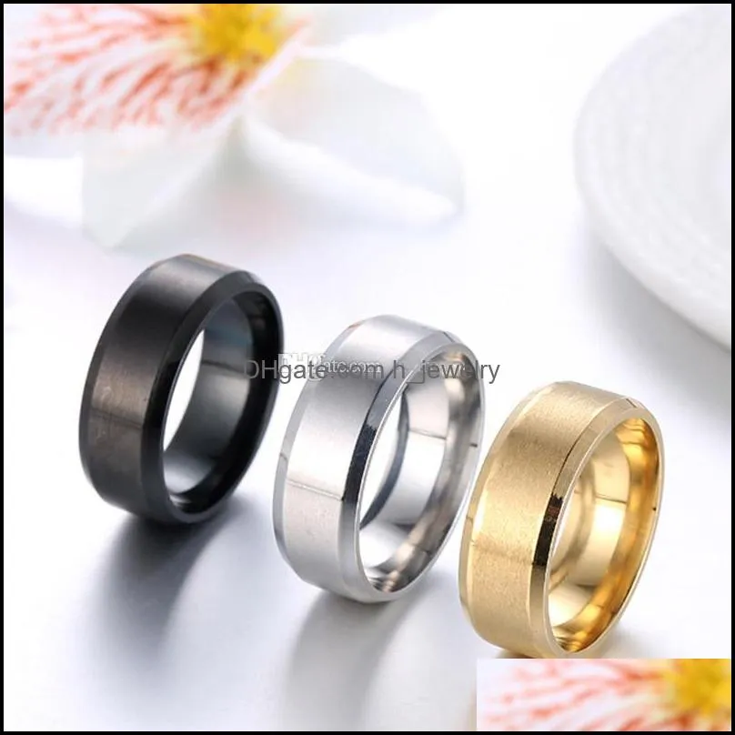 stainless steel blank band ring gold black matt art rings women men fashion jewelry