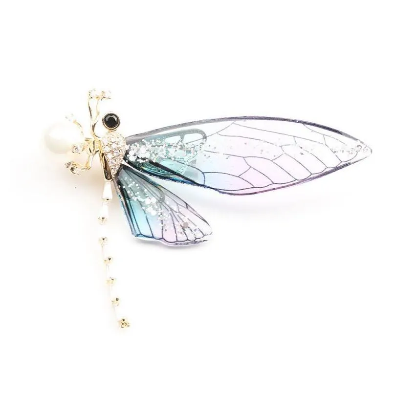 pins brooches exquisite simple gradient color transparent insect dragonfly brooch fashion ladies dress western accessories