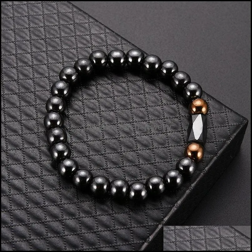 black magnetic hematite strand bracelet therapy healthy beaded bracelets women bangles cuff fashion jewelry