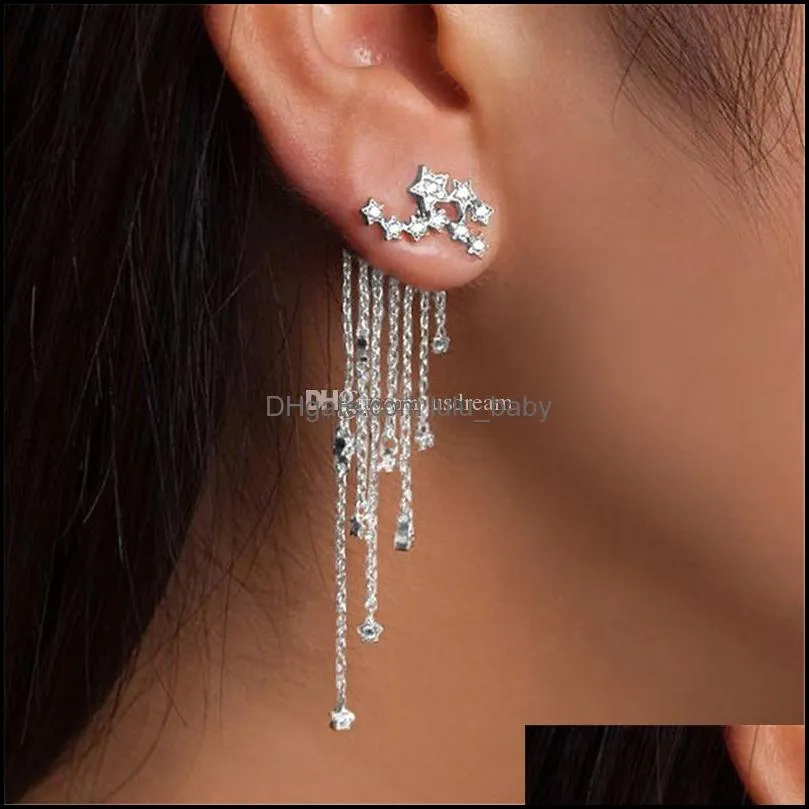 star tassel earrings gold chains stud earrings dangle cuff women fashion jewelry gift