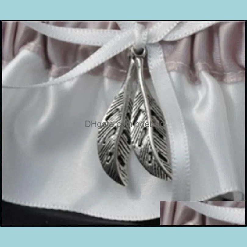 bride garter belt silver leaf garters wedding party supplies bowknot white cloth creative decoration lace design 7dy c1