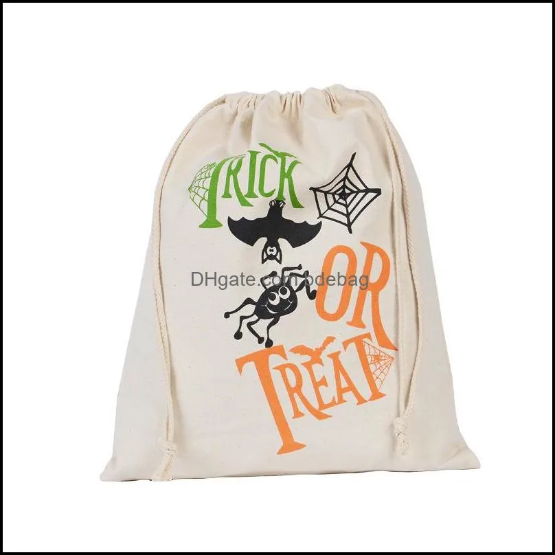 fashion canvas bags halloween gift sack candy drawstring bag festival party christmas pumpkin pattern trick or treat 6 7hk d2