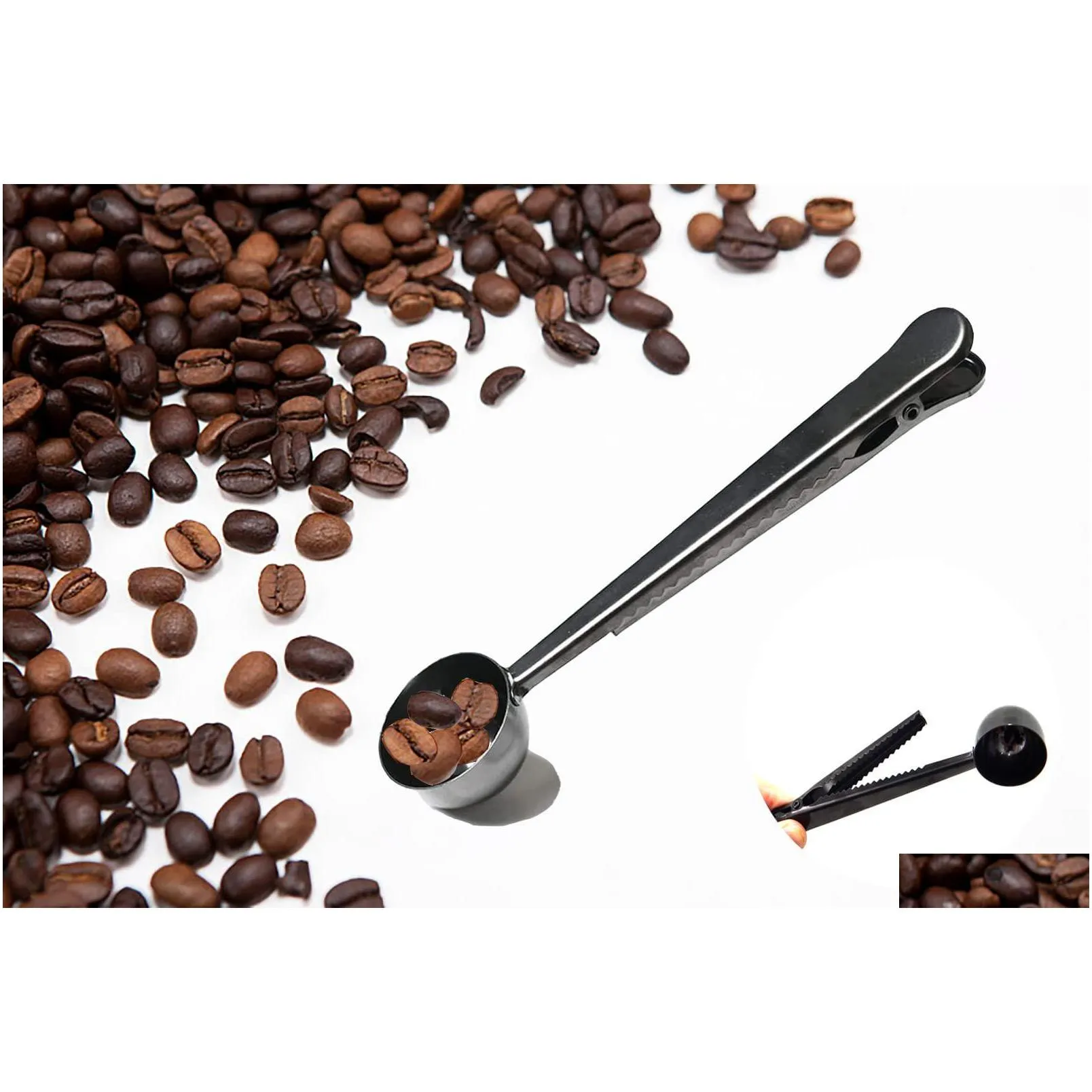 spoons coffee scoop stainless steel measuring spoon with bag clip coasters for ground espresso whole beans or tea home kitchen access