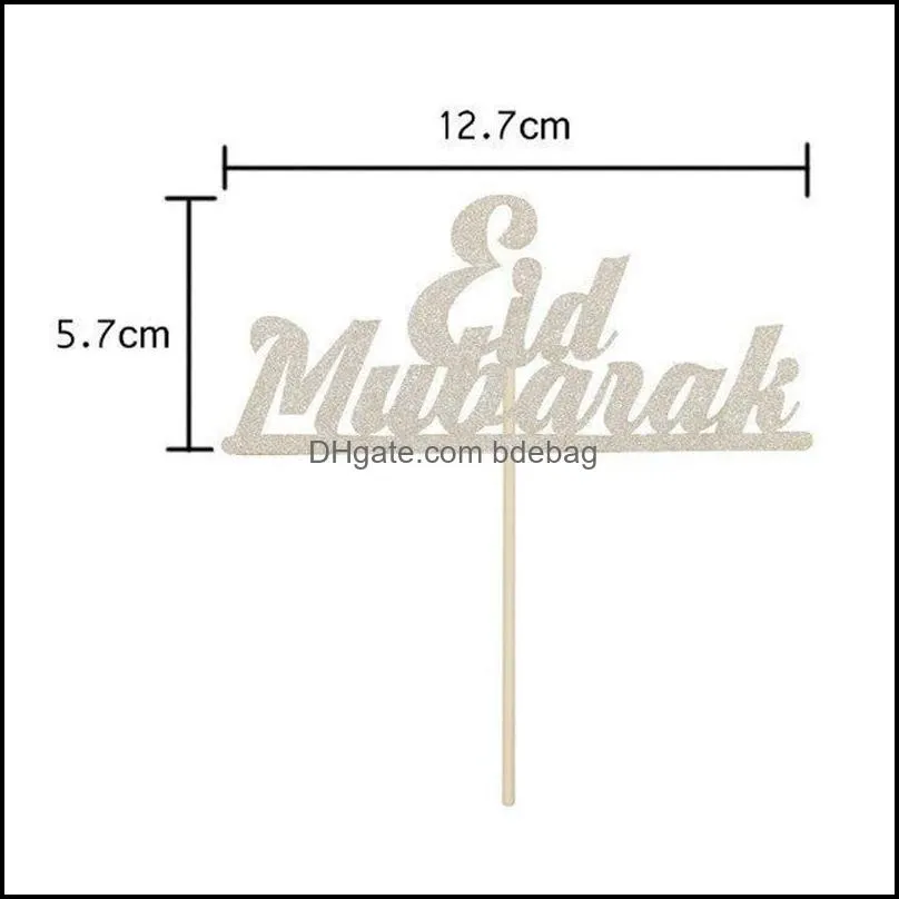 festives decoration paper ramadan moon muslim glitter mubarak 1pcs eid cake topper cupcake flags islamic gold diy star 545 v2a