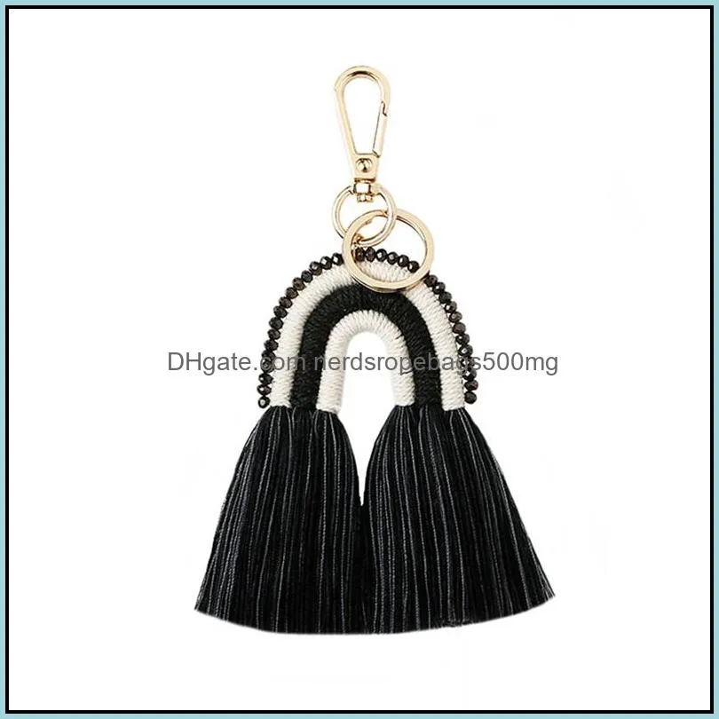 rainbow pendant key chain party favor arts and crafts tassels bag key ring fashion colorful bags decoration