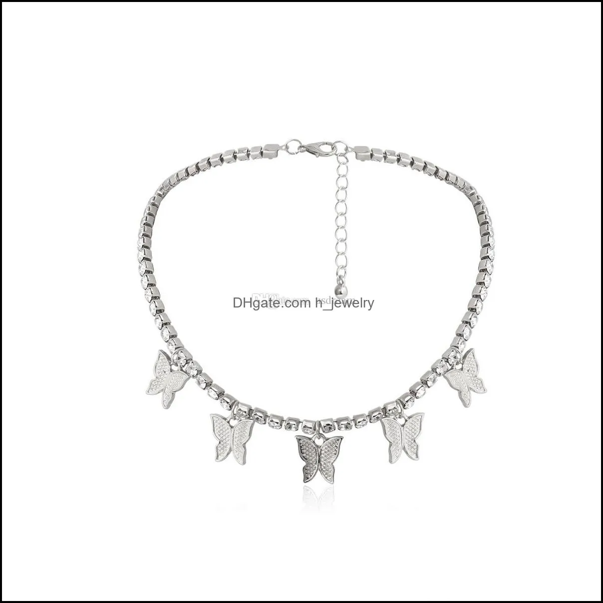 iced out diamond butterfly necklace chokers tennis chains necklaces tassels fashion jewelry for women
