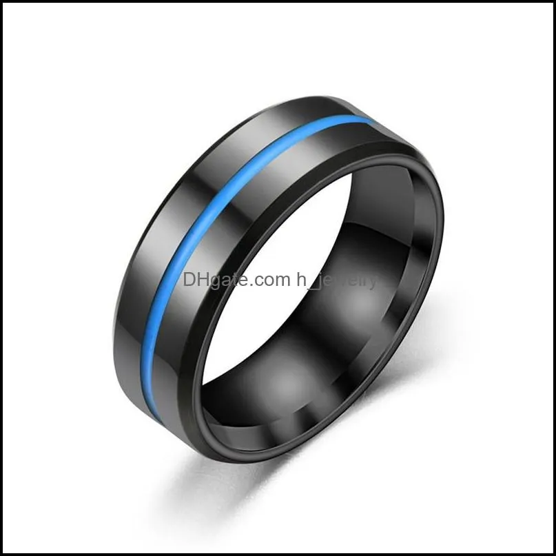 stainless steel black ring enamel ribbon ring bang rings engagement wedding women mens ring fashion jewelry gift