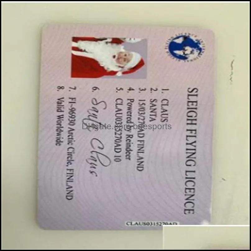 creative santa claus flight license christmas eve driving licence christmas gifts for children kids christmas tree decoration 4760 q2