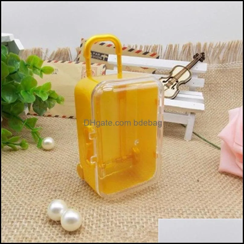 suitcase shape candy box plastic draw bar wedding favor boxes luggage travel cases of birthday party supply accessories creative 0 88lq