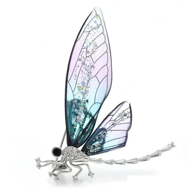 pins brooches exquisite simple gradient color transparent insect dragonfly brooch fashion ladies dress western accessories
