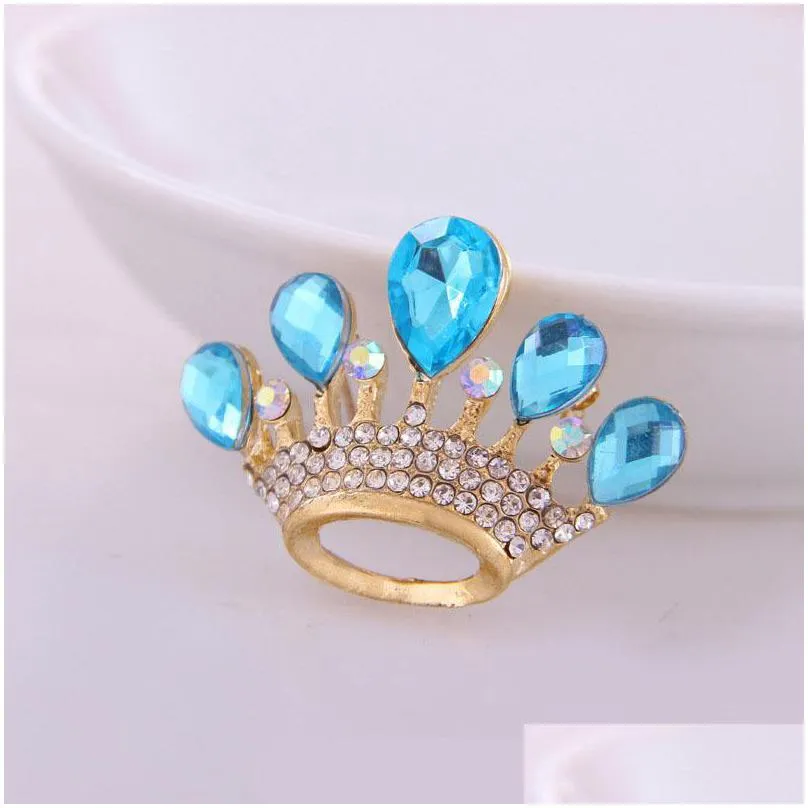 pins brooches fashion charm crystal crown brooch retro big rhinestones woman scarf jewelry wedding corsage handmade gift br1066