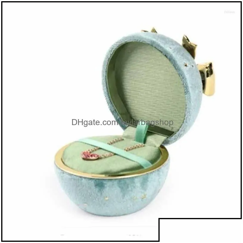 gift wrap gift wrap 1pcs green /blue color ring /pendant storage boxes round star corduroy jewelry box bow ornament high mylarbagshop